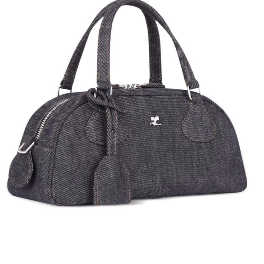 NWT Courrèges Dark Grey Gray Denim handbag. Top Handle and X-body.
